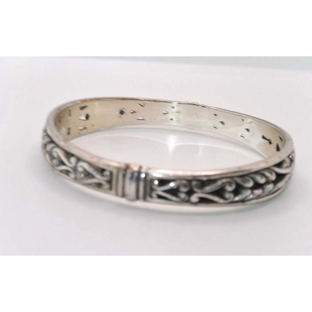 Brighton Silver Plated Scrollwork Hinged Bangle B… - image 2